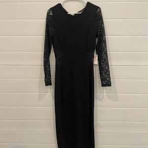Full length black lace dress